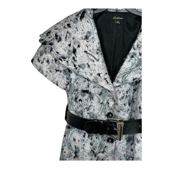 Cartise Ombré Wool Blend Portrait Collar Belted Short Sleeve Jacket Small Blazer - Picture 5 of 16